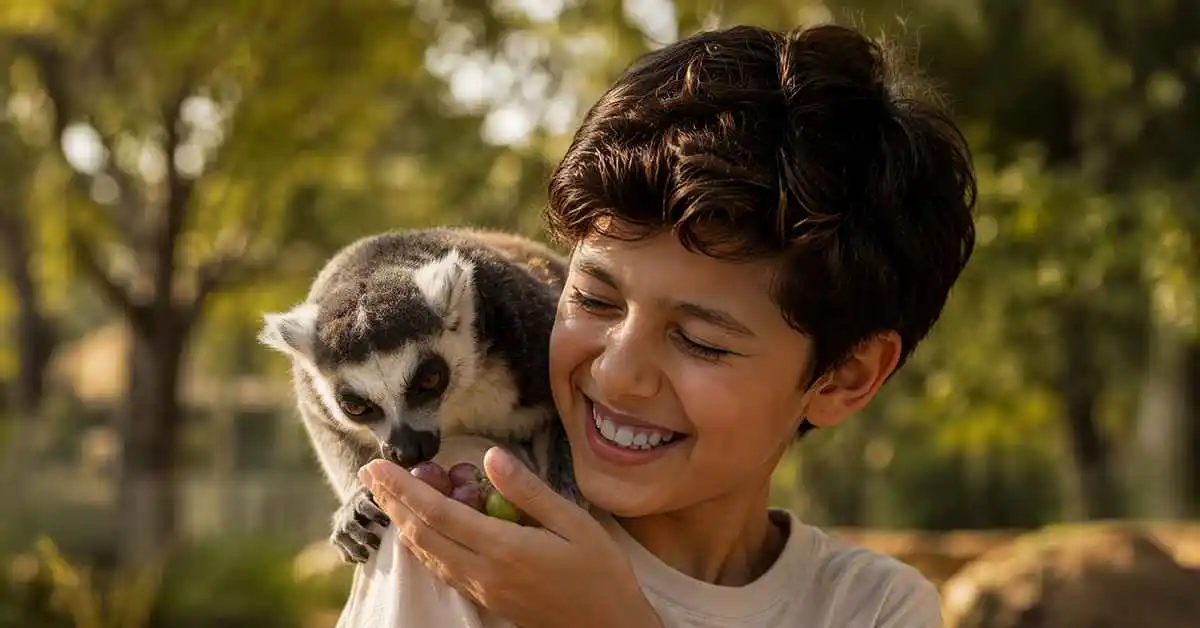 Guests feeding lemurs at Lemur Island