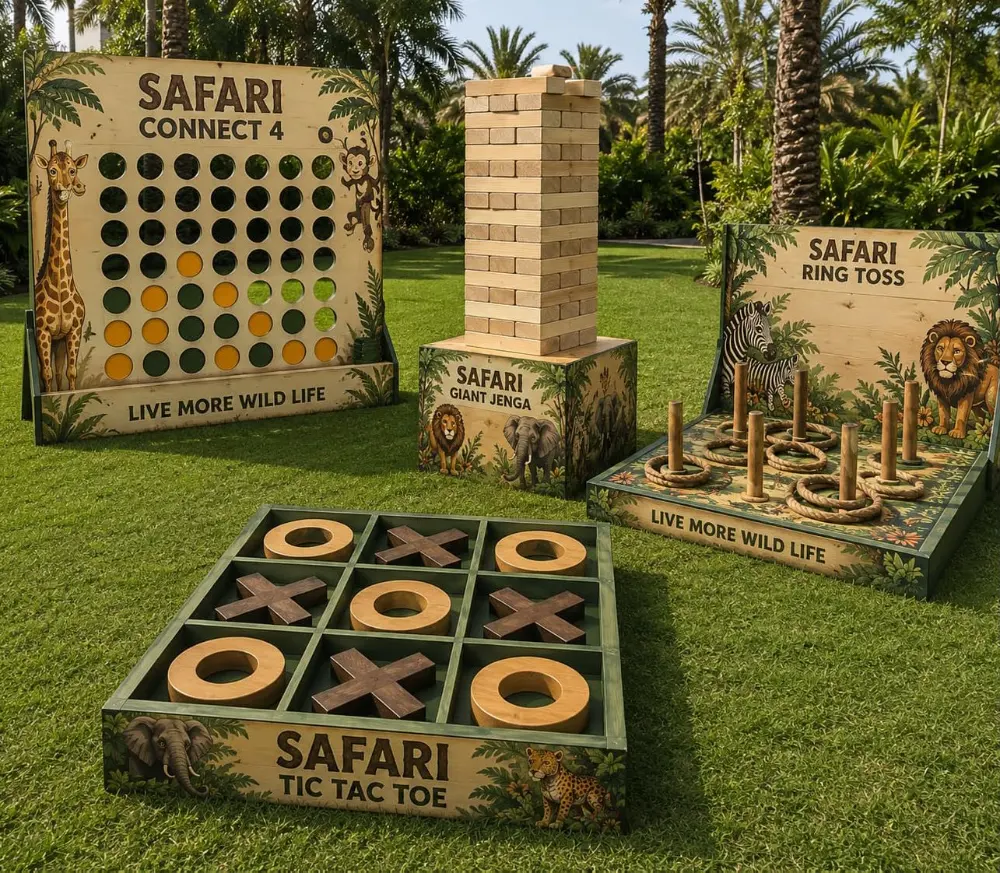 Giant safari lawn games on the grass